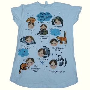 Cat Lover Graphic How to sleep with your cat nightgown/lounge wear